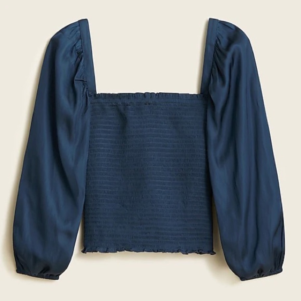 J.Crew Square Neck Smocked Puff Sleeve Crop Top S Romantic Nap Style
